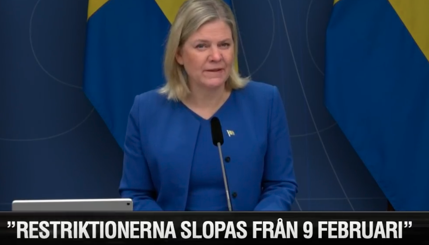 sStatsminister Magdalena Andersson under pressträffen.