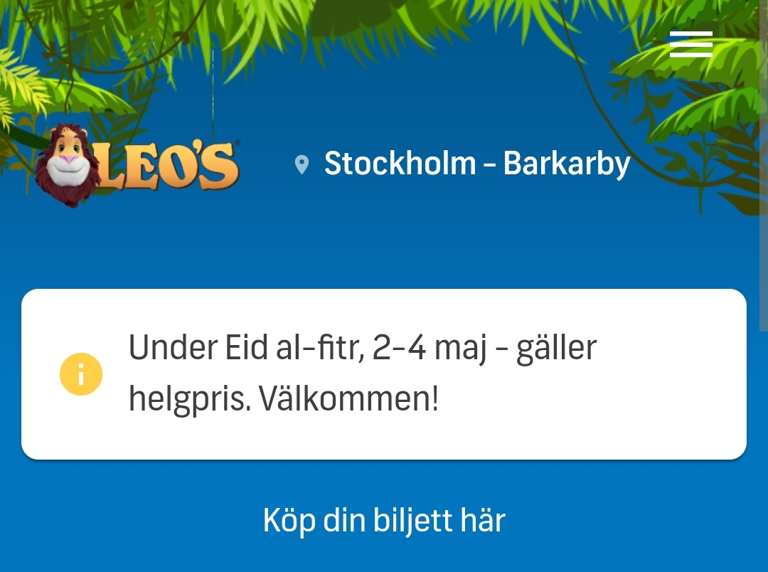 Under Eid al-filtr 2-4maj gäller helgpris