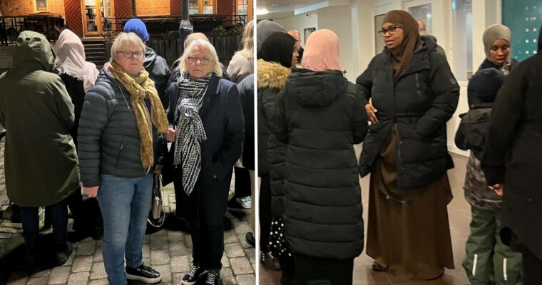 Två bilder ihopsatta, en av de protesterande förskolepedagogerna och den andra av föräldrarna.