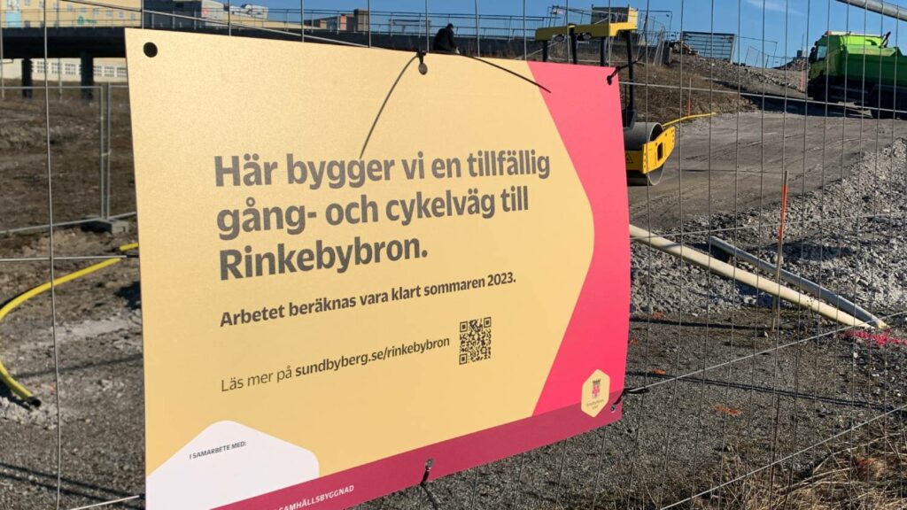 Byggnation av rampen till Rinkebybron i Ursvik