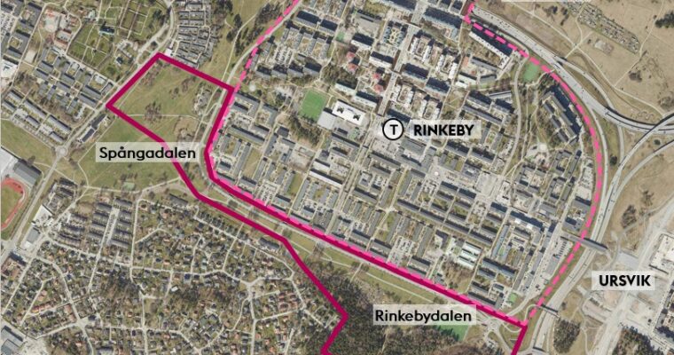 Karta över Rinkebydalen och Spångadalen