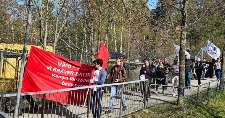 demonstrationståg går på gångväg 1 maj