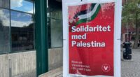 Vänsterpartiets affisch med texten "solidaritet med palestina"