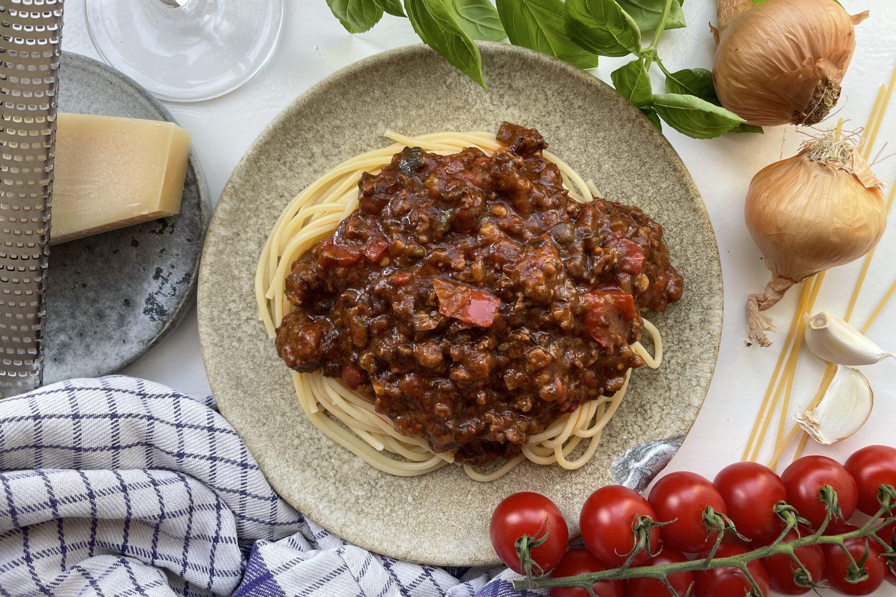 Spaghetti med kødsovs