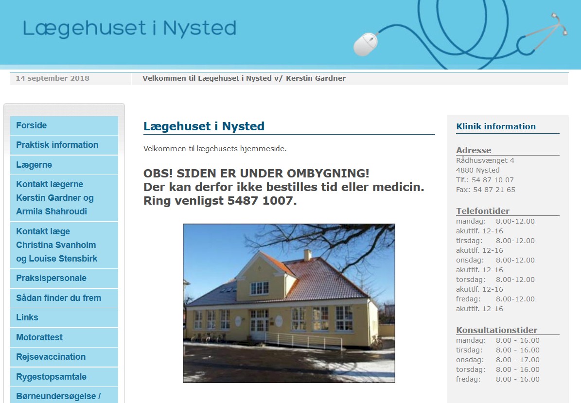 Nysted Lægehus online system nede indtil videre