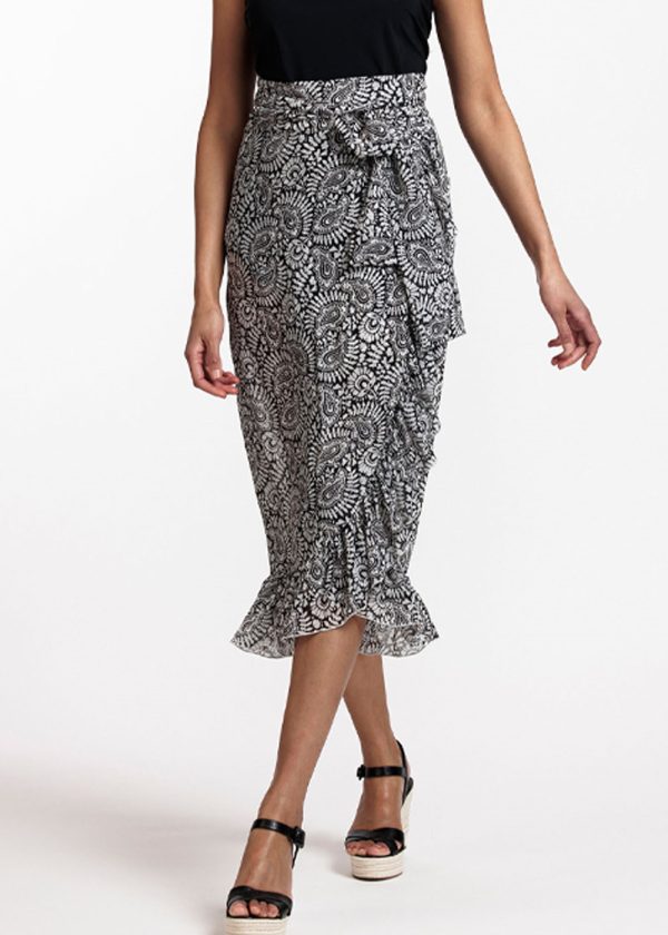 Studio Anneloes 08804-9010 Shirley oriental wrap skirt black white front model