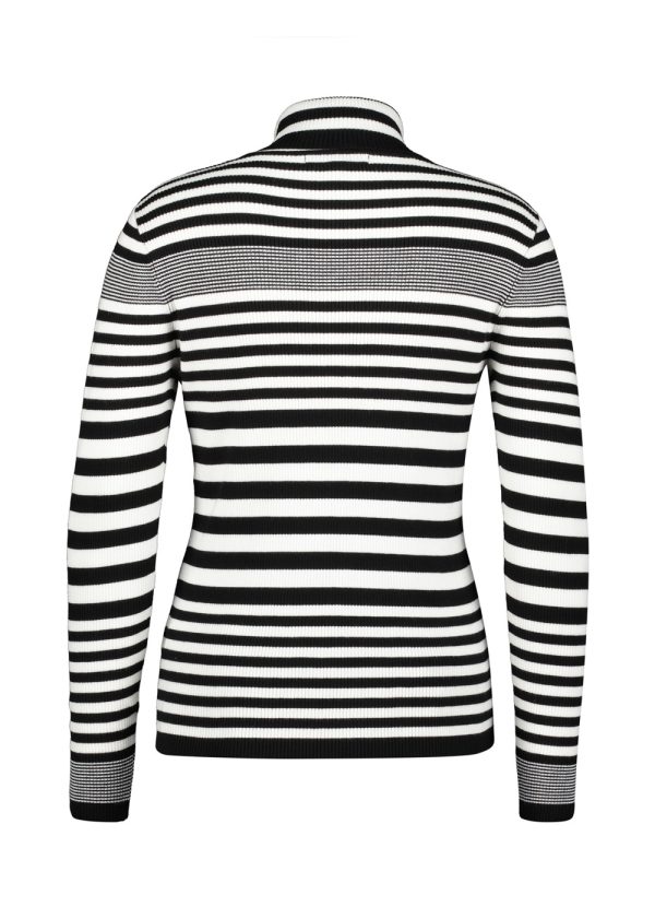 Red Button Roll neck fancy stripe SRB4068 black off white packshot back