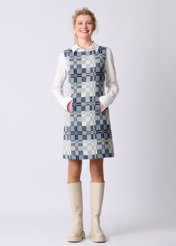 Fox's Ricarda kleid R36172r Karo blau grau