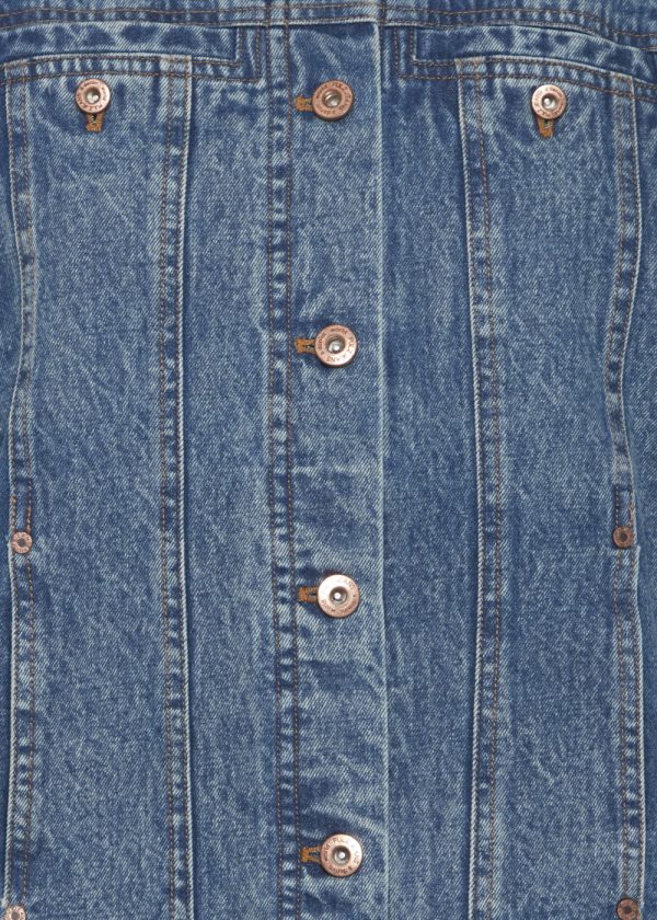 Pulz Jeans Pzvanilla denim waistcoat 50207691 medium blue denim packshot front close