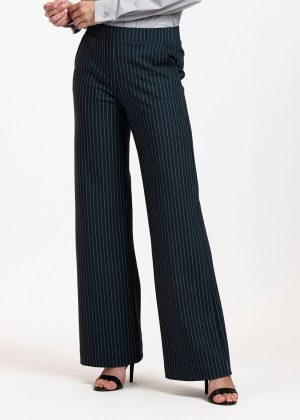 Studio Anneloes 09167-9891 Marilon bonded pinstripe trousers antraciet light grey model front