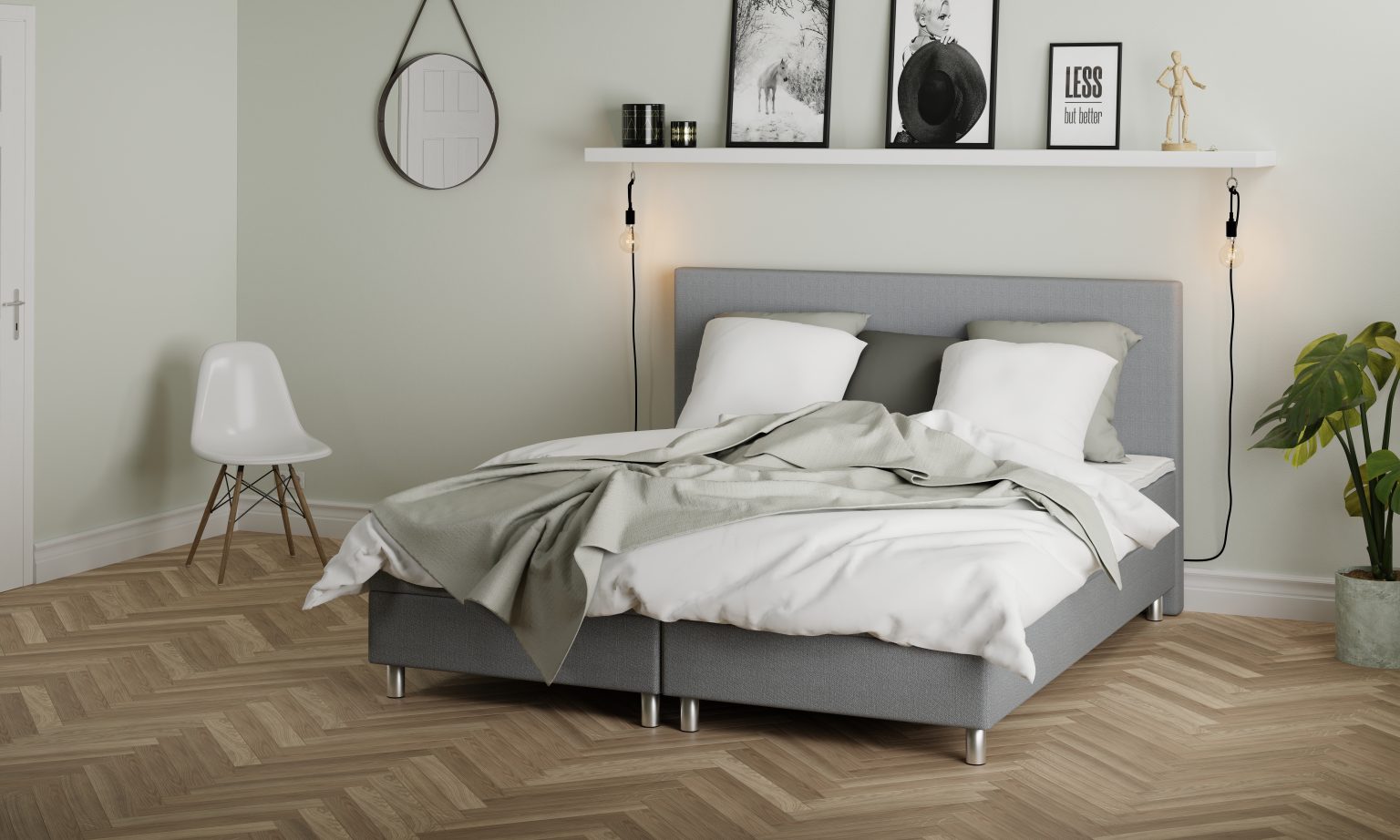 BANNER-Classic-Continental-180x200-Light-Grey-Senz-Metalben-Plain-Gavl