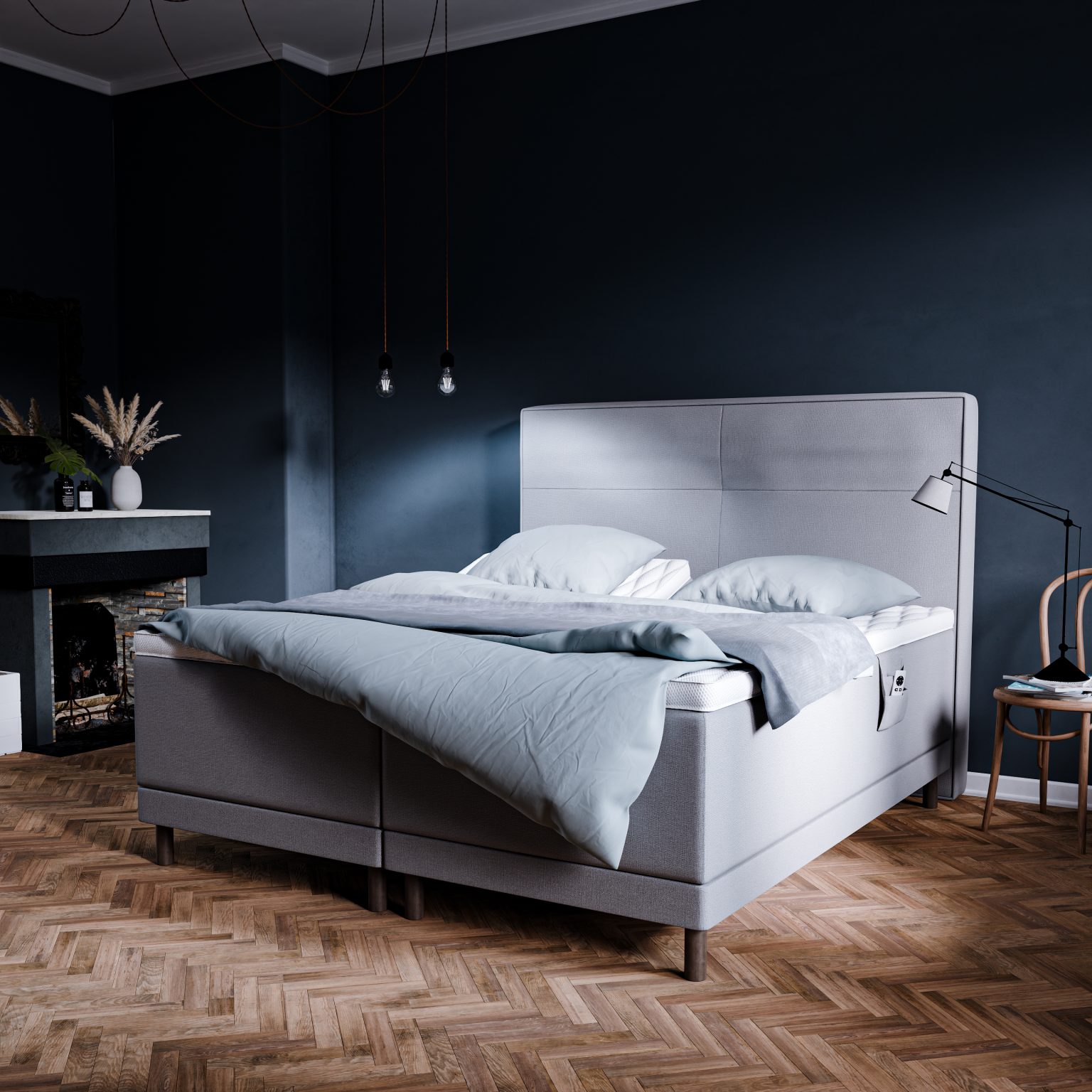 LUX-180x200-DF_fjord_taupe_-_cross_60 latex - nyt quilt_Røget-Eg Ø55 13 cm