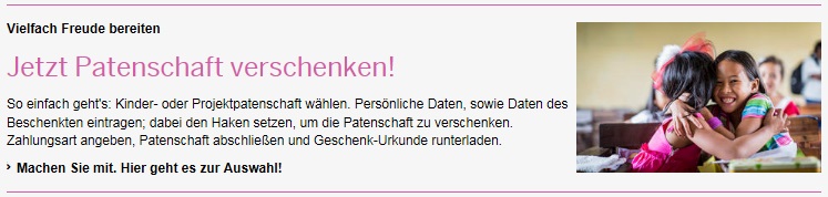 Kindernothilfe Patenschaft: Freude verschenken