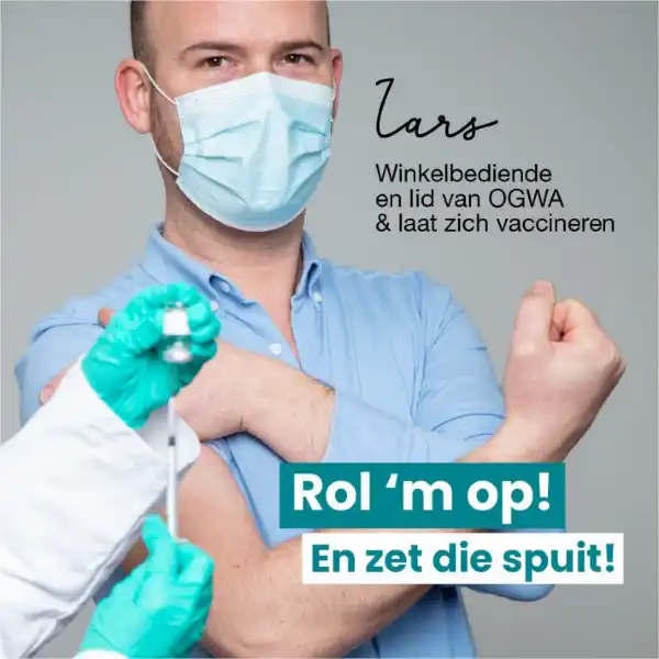 Lars op de affiche ivm vaccinatiecampagne tegen Covid19