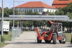 Aufbau Oktoberfest auf der Theresienwiese im August 2019
