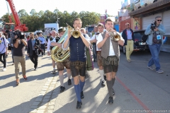 Kapelle Kaiserschmarrn, Presserundgang über das Gelände der Wiesn auf der Theresienwiese in München  2018