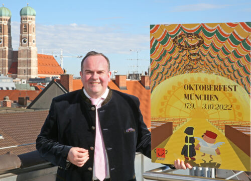 Wiesn-Chef Clemens Baumgartner stellt das Oktoberfestplakat 2022 vor