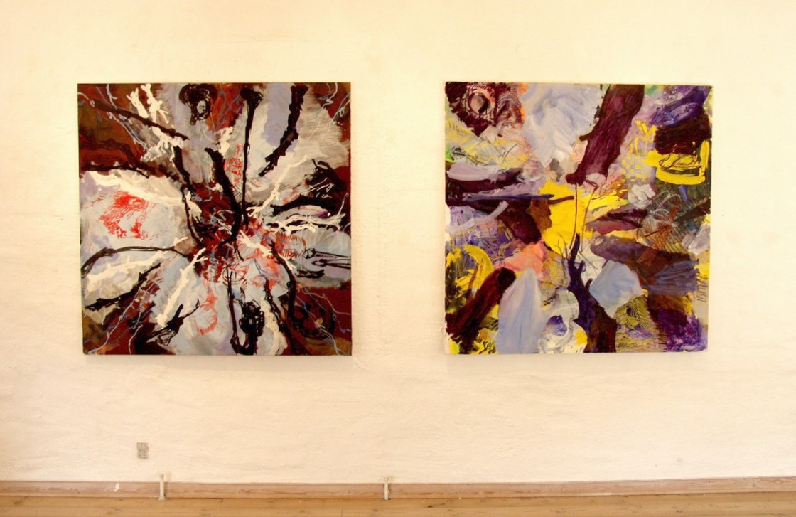 Painting on 1st floor | From left: REMBRANDT HEADS and UNTITLED (both 130x130 cm)