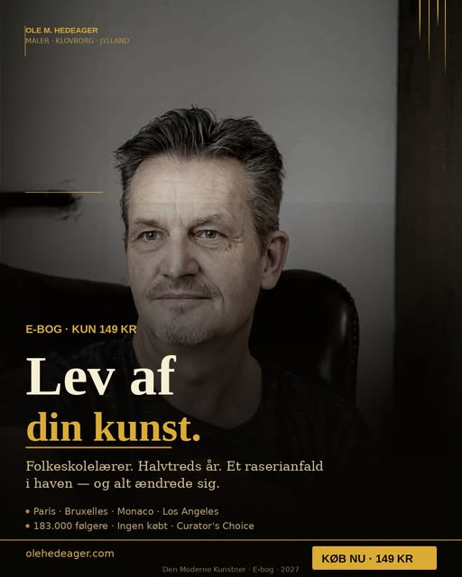 En gennemarbejdet PDF på 82 sider med 15 kapitler om kunstnerisk identitet, prissætning, sociale medier, samlerpsykologi og luksusbranding. Skrevet af en kunstner, der byggede en international karriere fra en landsby i Jylland — uden gallerikontakter. Hvert kapitel slutter med en konkret handling. Du får download­linket straks efter køb.