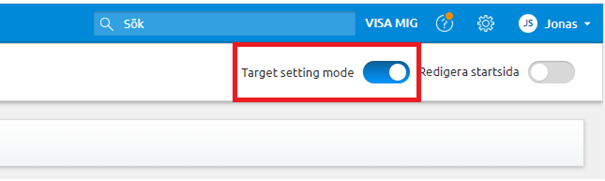 Target setting mode i Visma.net Project Management