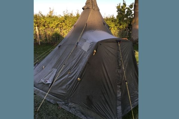 tent with frost on it, from a cold night camping