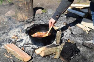 dutch oven in a campfire