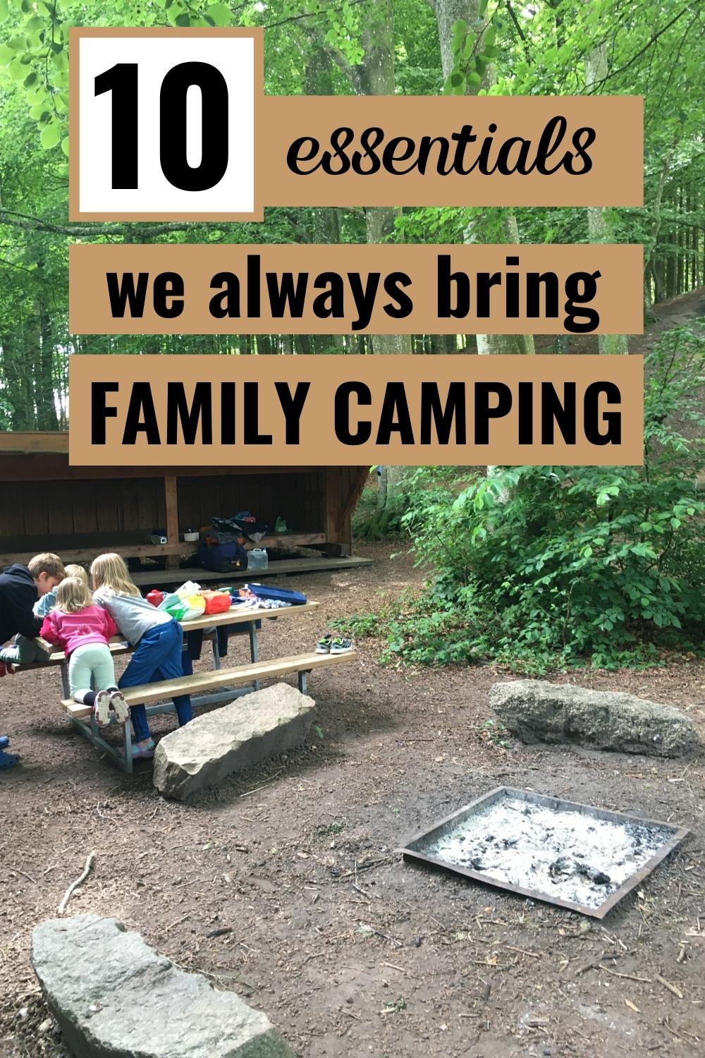 family camping site with 4 kids - pinterest graphic picture with text