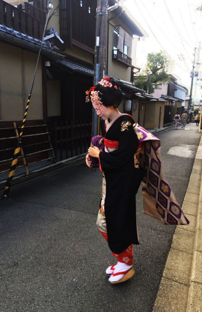Authentic Geiko in the streets of Kyoto
