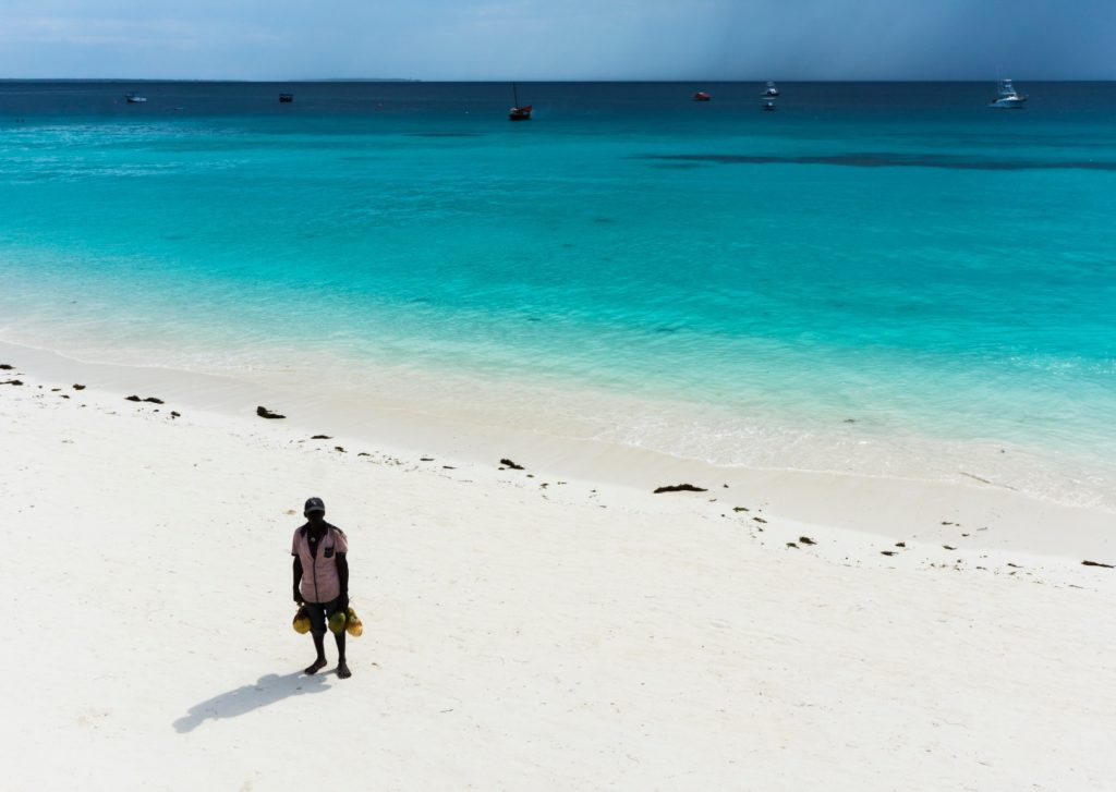 Man on northern beaches of Zanzibar