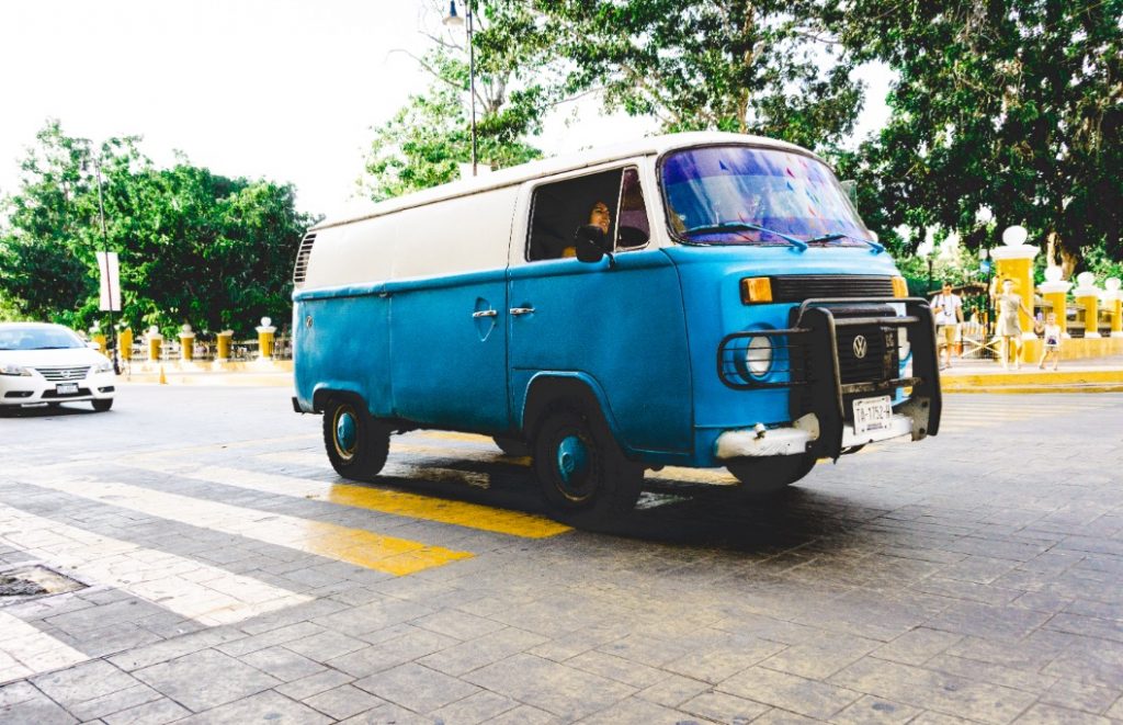 Blue VW van in Valladolid