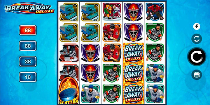 The Break Away Deluxe slot machine - Ice hockey from your PC or mobile