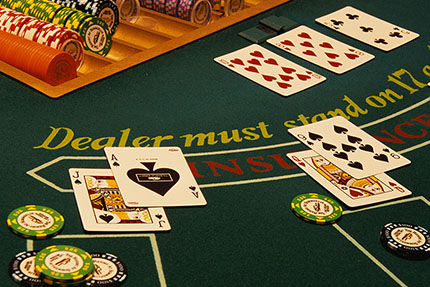 Blackjack table at the casino