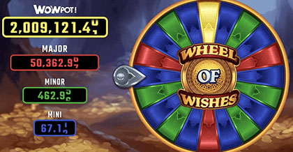 The 4 pots of the WowPot pokie wheel