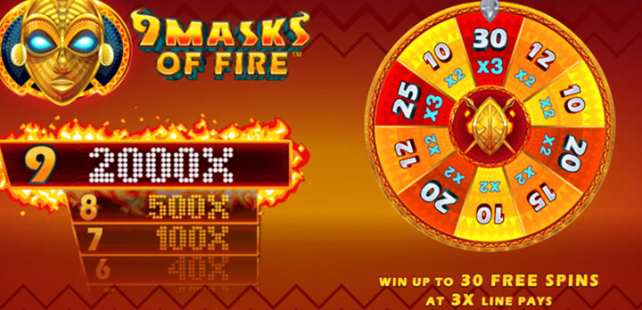 Free spins bonus in the 9 Masks of Fire game