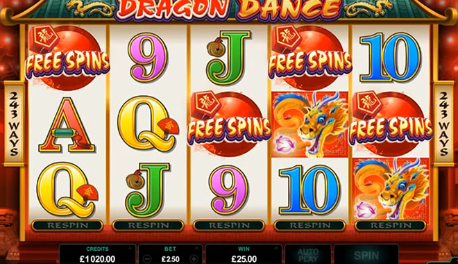 Dragon Dance is the highest paying online slot machine