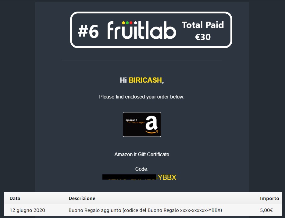 fruitlab amazon payment