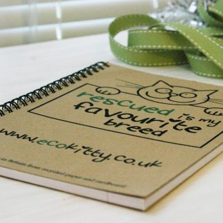 This Recycled Notebook - Rescue Kitty is A5, perfectly formed, and is made from recycled paper and card!