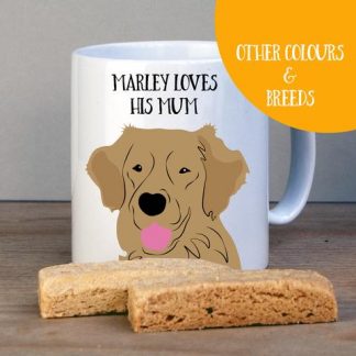 This gorgeous Personalised Golden Retriever Gift Mug is the perfect gift for a doggy parent or loved one. This 10oz durham style porcelain mug is 91mm in height and 80mm in diameter. Handwashing is recommended.