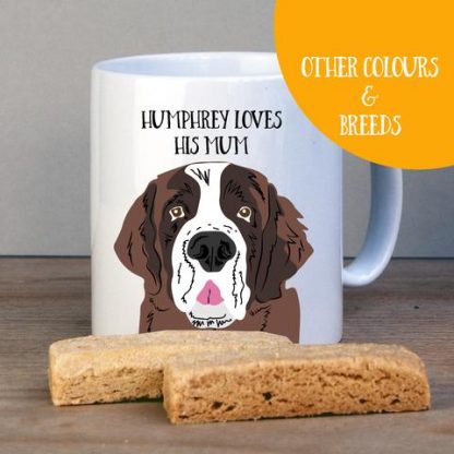 This gorgeous Personalised St Bernard Gift Mug is the perfect gift for a doggy parent or loved one. This 10oz durham style porcelain mug is 91mm in height and 80mm in diameter. Handwashing is recommended.