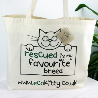 This Eco - Ethical Canvas Shopping Bag - Rescue Kitty is a spacious shopping bag made from wonderful sustainable materials!