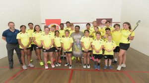 Jamaican Junior Squash Team with Sports Minister Olivia Grange