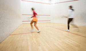 Squash player in action