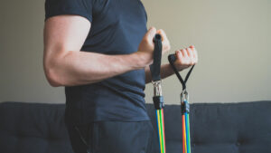 Arm workout with resistance band