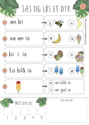 Læs og find et dyr – niv 0