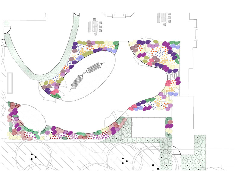 tegning plantebede elmehuset roskilde psykiatri