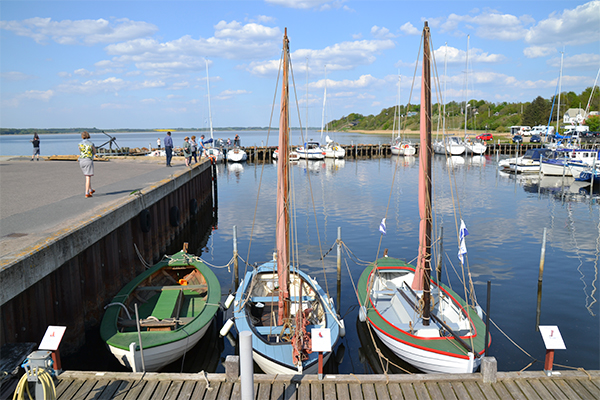 Den lille, hyggelige havn i Hjarbæk er et naturligt trækplaster i godt vejr.
