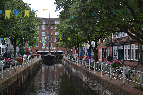 Kanalområdet Fleth giver Buxtehude et nederlandsk præg.