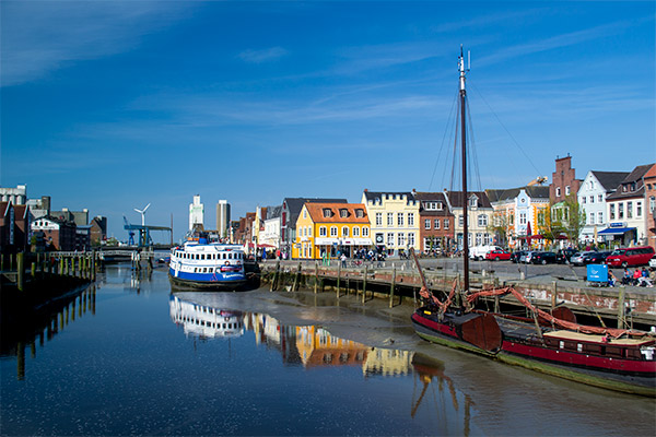 Havnen i Husum er et naturligt omdrejningspunkt i byen