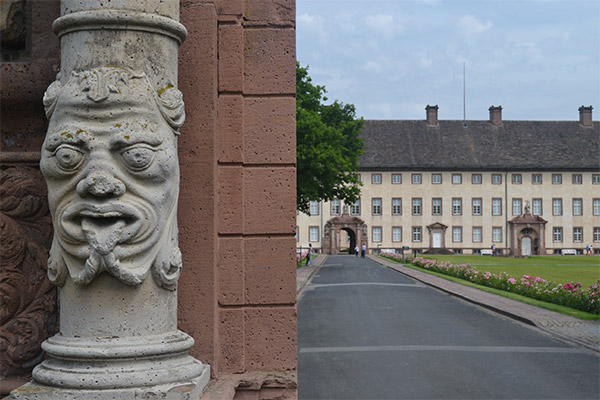 Barokke detaljer ved indgangen til klosterkomplekset.