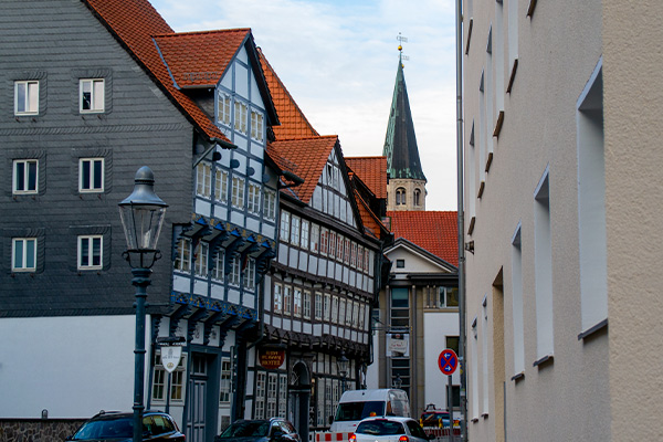 Braunschweig blev slemt bombet under 2. Verdenskrig. Men en række  historiske huse er bevaret eller genopbygget.
